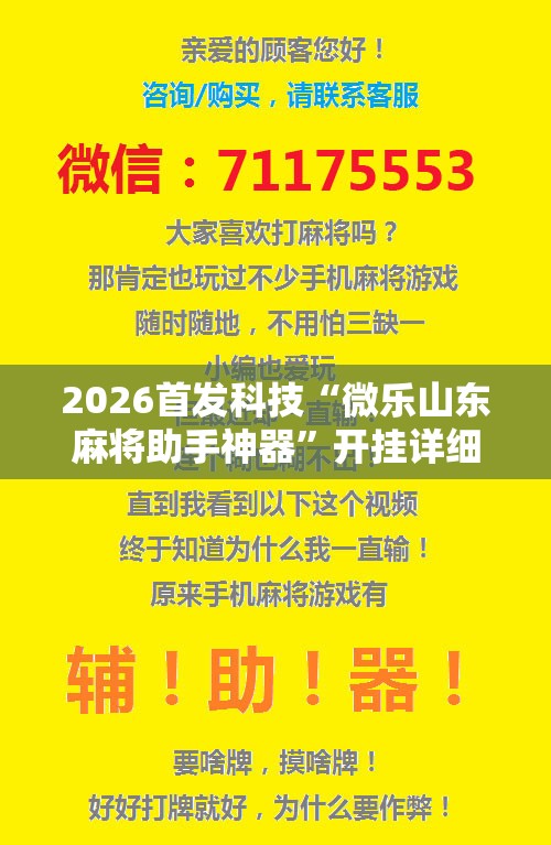 2026首发科技“微乐山东麻将助手神器	”开挂详细教程