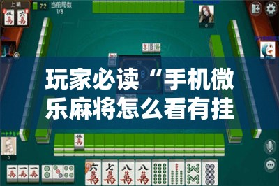 玩家必读“手机微乐麻将怎么看有挂”2026开挂教程步骤