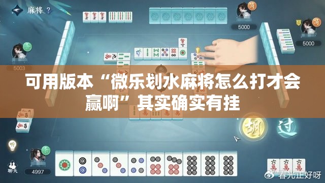 可用版本“微乐划水麻将怎么打才会赢啊”其实确实有挂