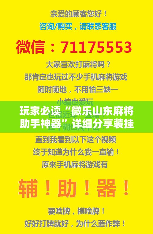 玩家必读“微乐山东麻将助手神器”详细分享装挂步骤