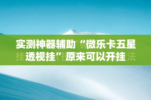 实测神器辅助“微乐卡五星透视挂”原来可以开挂