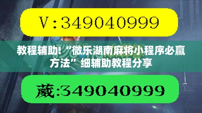 教程辅助!“微乐湖南麻将小程序必赢方法	”细辅助教程分享