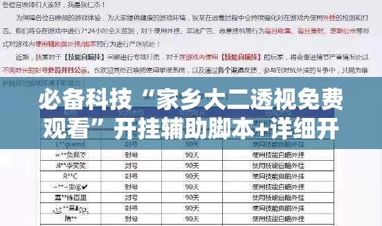 必备科技“家乡大二透视免费观看”开挂辅助脚本+详细开挂安装教程