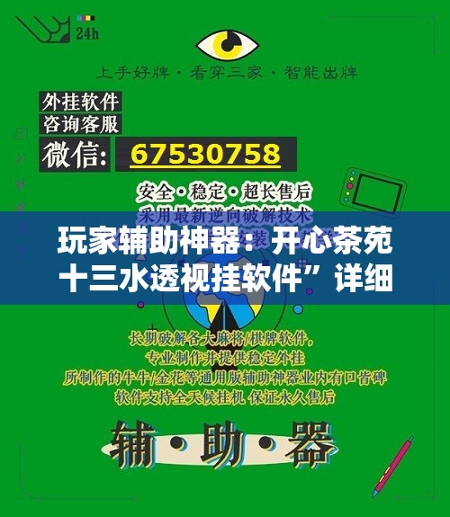 玩家辅助神器：开心茶苑十三水透视挂软件”详细外挂透视辅助软件教程