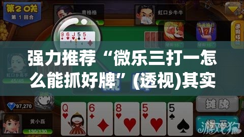 强力推荐“微乐三打一怎么能抓好牌”(透视)其实确实有挂