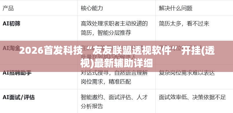 2026首发科技“友友联盟透视软件”开挂(透视)最新辅助详细