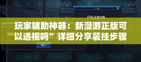 玩家辅助神器：新漫游正版可以透视吗”详细分享装挂步骤
