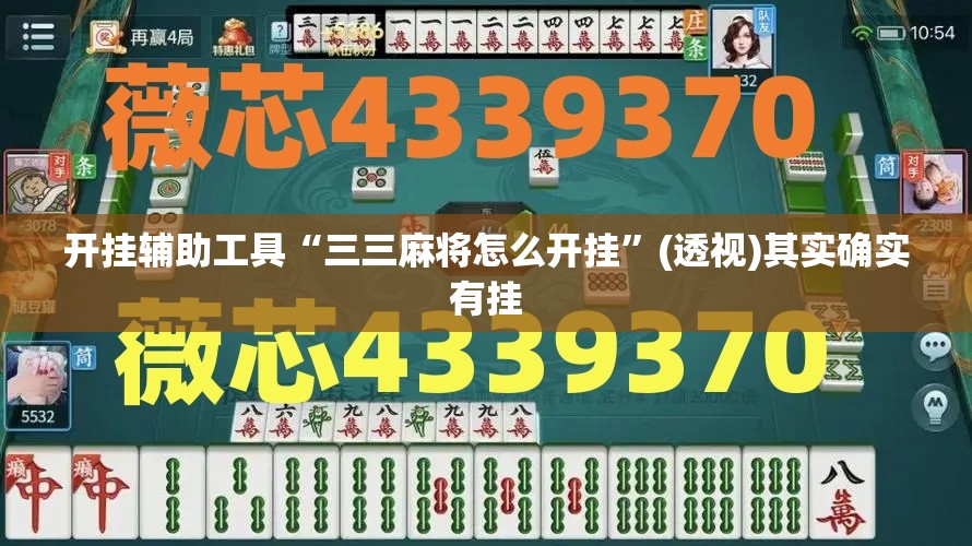 开挂辅助工具“三三麻将怎么开挂”(透视)其实确实有挂